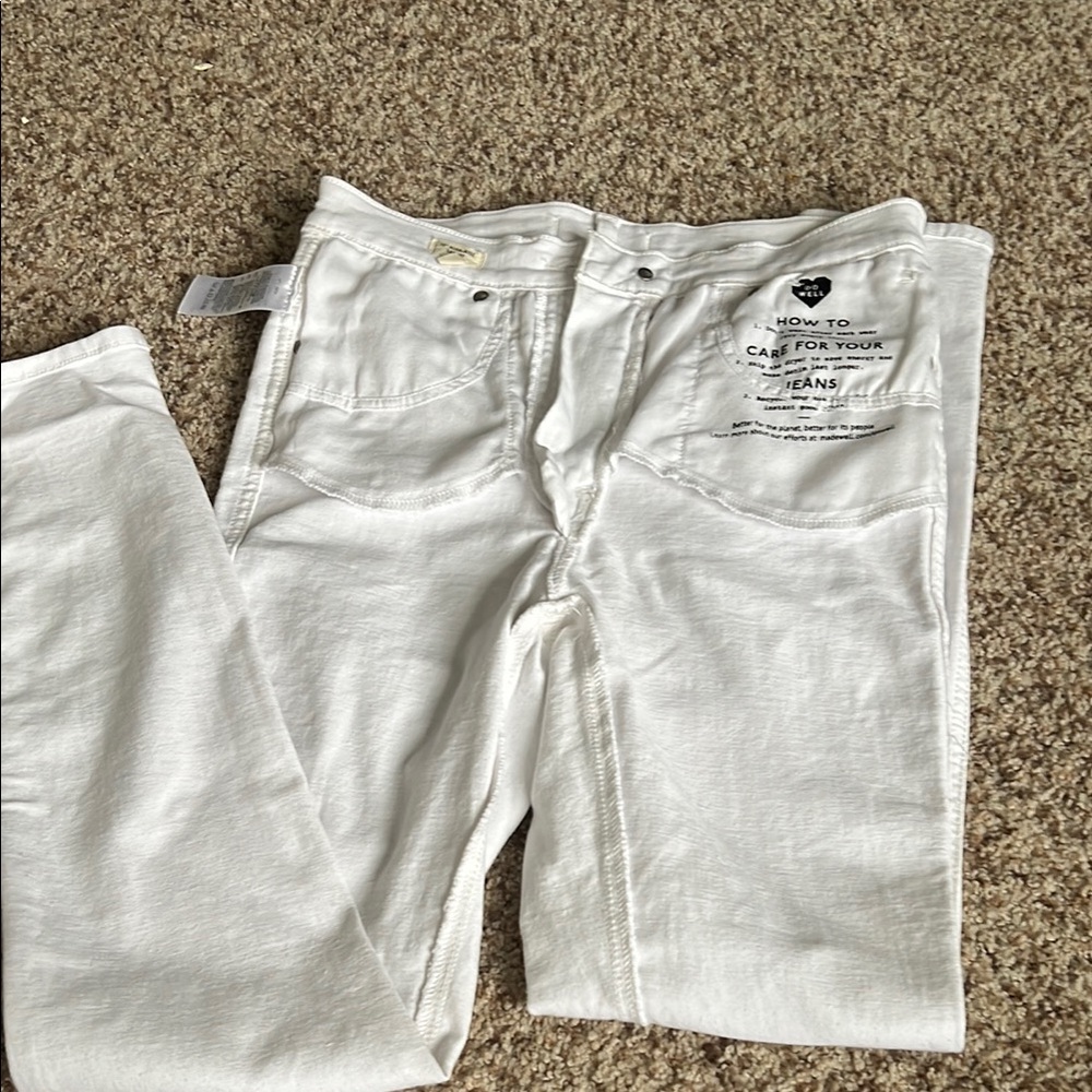Madewell 10” high rise skinny White Denim Jeans